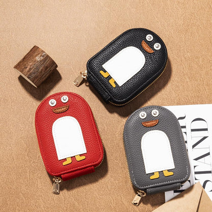 DONGKER Cute Penguins Card Coin Holder,PU Zippered Cartoon Penguin Accordion Card Wallet Built-in 11 Card Slots for Men Women
