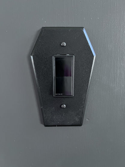 The Grey House Gothic Coffin Shaped Light Switch Cover Halloween Decor (Single Rocker Light Switch Cover), Black