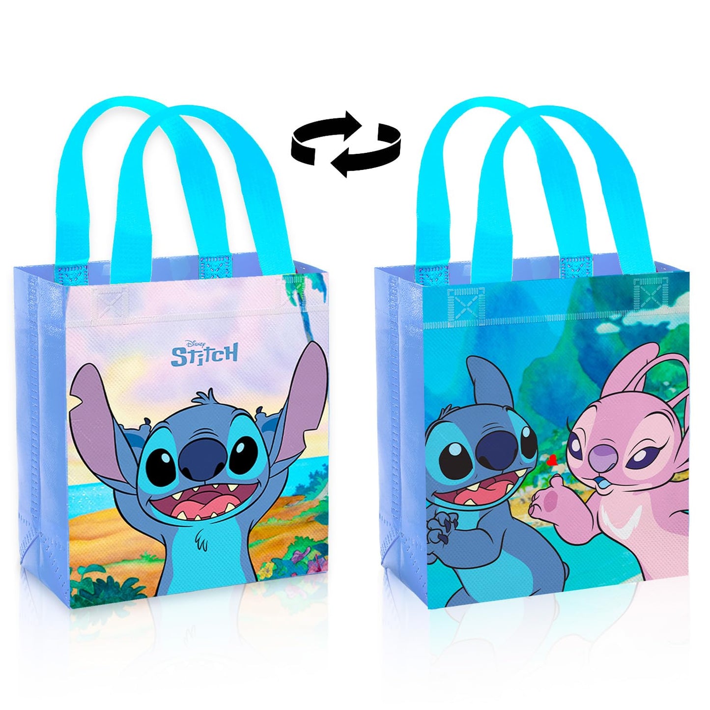 Disney Lilo and Stitch Party Favor Bags Bundle – 12 Pack of 8 Inch Goodie Bags for Kids Bulk Reusable Mini Totes | Stitch Birthday Party Supplies for Boys, Girls