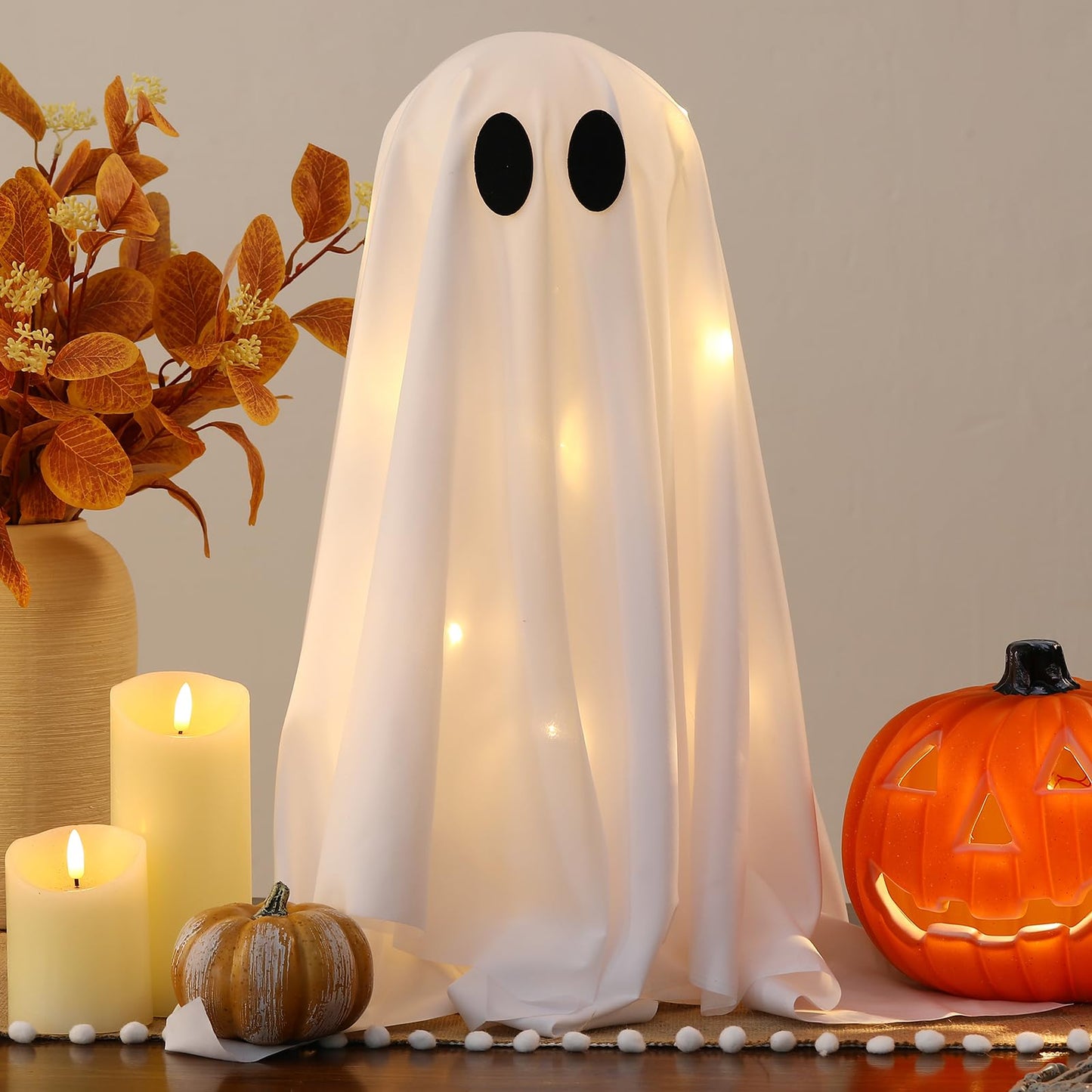 Halloween Decorations -2 Packs Spooky Ghosts with Lights-Scary Ghost for Halloween Decor Indoor Party Home Table Room Kitchen and Fireplace Decor