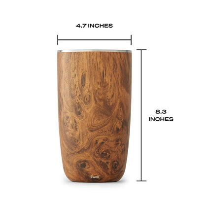 S'well Stainless Steel Wine Chiller, Holds 750ml Bottle, Teakwood, Triple Layered Vacuum Insulated Container Keeps Bottles Chilled for Longer, BPA Free Barware