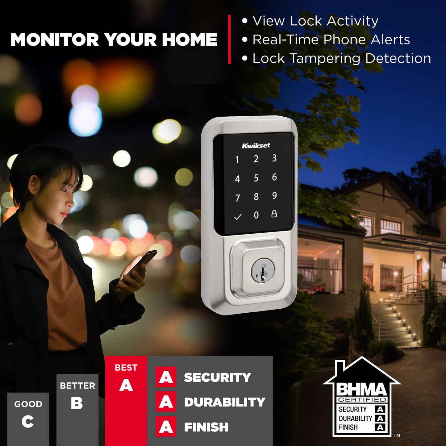 Kwikset Halo Wi-Fi Smart Lock, Keyless Entry Front Door Touchscreen Deadbolt, App Control, Grade AAA Certified, Easy Install No Hub, Venetian Bronze Finish, Digital Remote Lock