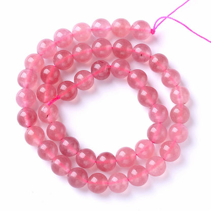 10MM 36PCS Natural Strawberry Quartz Crystal Jade Spacer Loose Beads for Jewelry Making DIY Bracelet Necklace