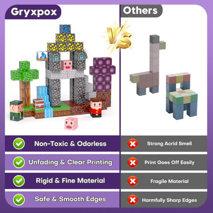 Gryxpox Magnetic Blocks, Magnetic Building Blocks 100pcs, Magnetic Blocks for Kids Ages 4-8, Magnetic Cubes STEM Sensory Toys for Ages 3+ Toddlers Boys & Girls–Christmas Birthday Party Kids Gifts