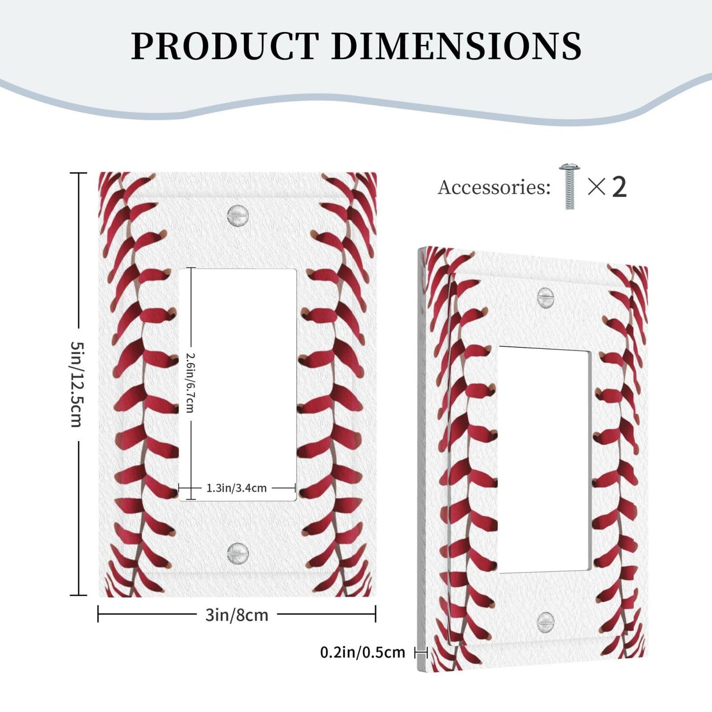 Spshian Outlet Covers Baseball Sports Cool Red White 1 Gang Light Switch Cover Plate Single Rocker Switch plate Covers Decorative Wall Plates Electrical GFCI Receptacle for Bathroom Bedroom Decor