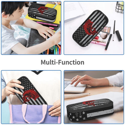 Droerfes Flag Fish Pencil Case Pencil Pouch Large Capacity Pen Bag School Office Organizer Stationery Storage Box For Girls Boys Teen Kids