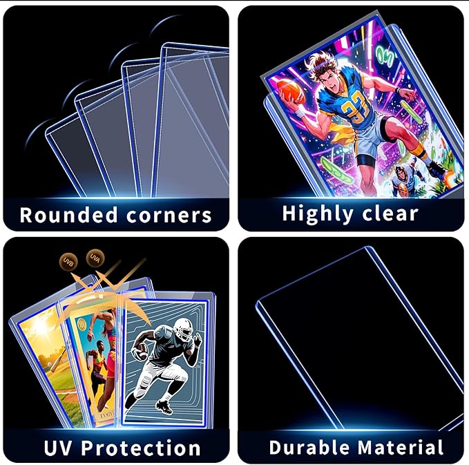 1000 Card Sleeves Toploads for Cards,3" x 4" Baseball Card Protectors,Premium Standard Size Trading Hard Plastic Card Holder for Sports Football Cards(500 Hard Protectors +500 Soft Sleeves)