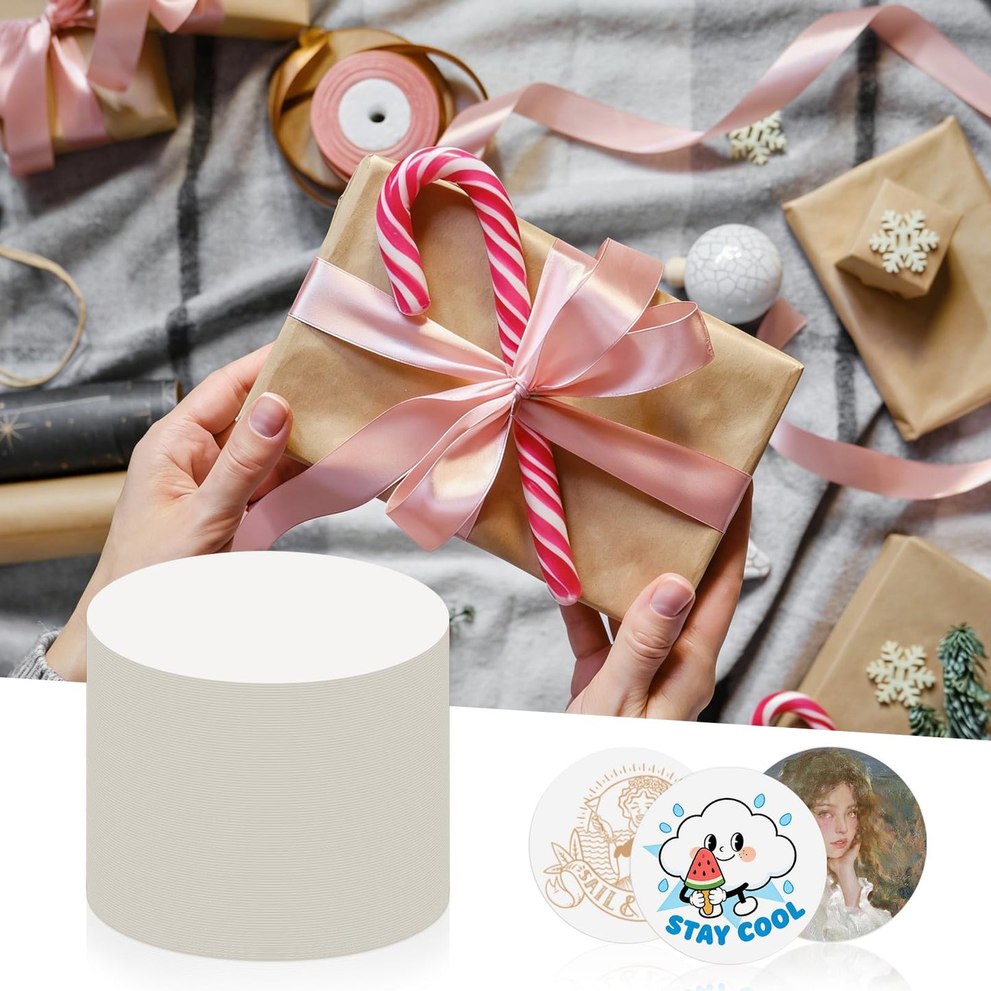 400 Pcs Disposable Paper Coasters（1MM）, 4 Inch Round White Cardboard Coasters for DIY Crafts Arts Drinks Weddings Parties Catering (White)