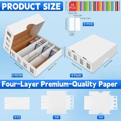 4 Pack Trading Card Storage Box 12500+ Count Cards Storage Box with 48 Card Divider White Sports Card Boxes Bulk Card Cases Cardboard Card Collection Trading Card Boxes for Basketball MTG TCG Cards