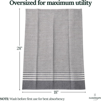 CLOUDSCAPE Kitchen Towels, Set of 12, Premium Cotton Dish Towels for Kitchen, 18" x 28" Oversized Hand Towel, Quick Absorbent & Drying Tea Towel with Hanging Loop - Grey