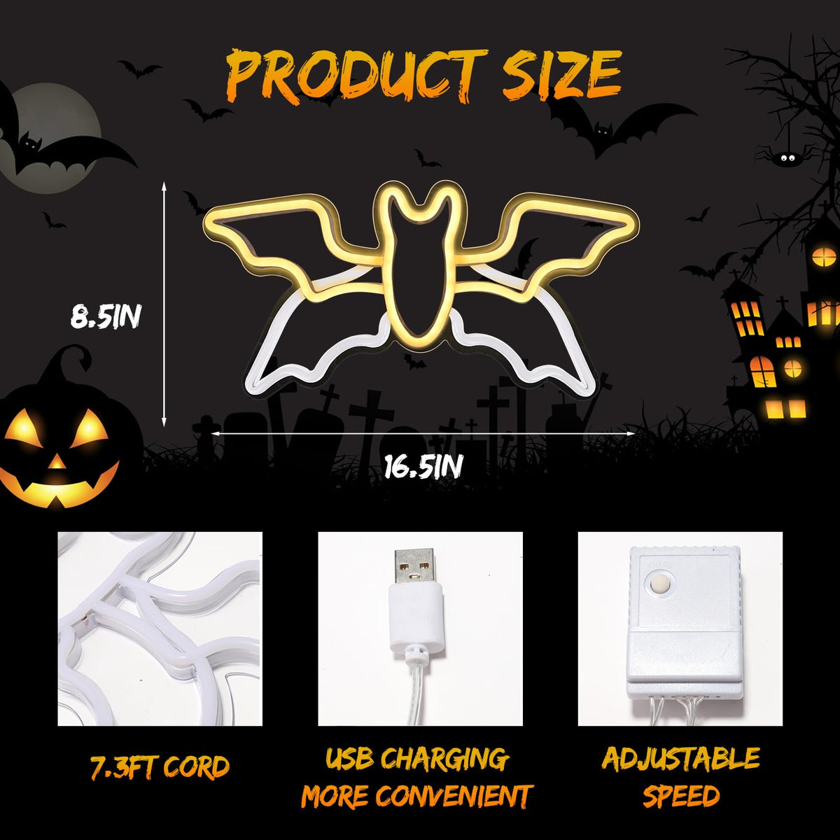 Halloween Neon Sign,Halloween Flying Bat Neon Light Sign with Adjustable Speed,for Wall Decor Bedroom Home Decor Bar halloween LED Decoration Light