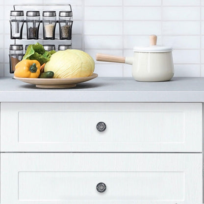CWAGFEQZ 4-Pc Round Drawer Pulls and Knobs,Handles for Cabinets and Drawers,Black White Floral Flower Closet Door Knobs