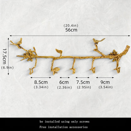 Brass Hanger Wall Mounted Long, 6 Hooks for Hanging Jackets, 20 inch Hook Rack, Hook Rail, Hanger Wall Mounted, Used for Clothes, Jackets, Hats, Gold