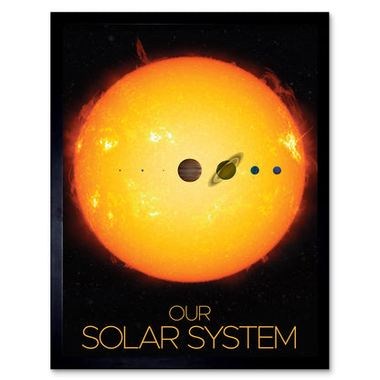 Artery8 NASA Our Solar System Planets and Sun Size Comparison Art Print Framed Poster Wall Decor 12x16 inch