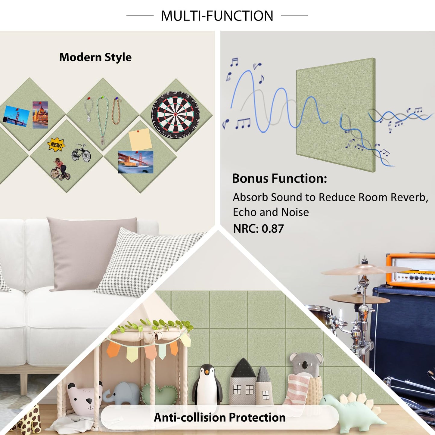 BXI Felt Bulletin Board - 60 X 36 Inches, 15 Pcs Self-Adhesive Decor Cork Boards with 30 Pushpins, Sturdy Acoustic Wall Panels for Office Work, Poster Pin Tiles for Teen Dorm Room Kitchen Classroom