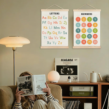 IAFQWDS Numbers and Alphabet Classroom Wall Art Hanging Poster Framed, ABC Letters Numbers 1-20 Educational Wall Decor Prints for Toddler Kids Preschool Kindergarten Homeschool, 12x16 Inch Set of 2