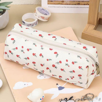 OZAOZ Cute Pencil Case Aesthetic Student Pencil Pouch Coin Pen Pouch Cosmetic Bag Office Stationery Organizer For Kids Teen School (Z-Red floral)