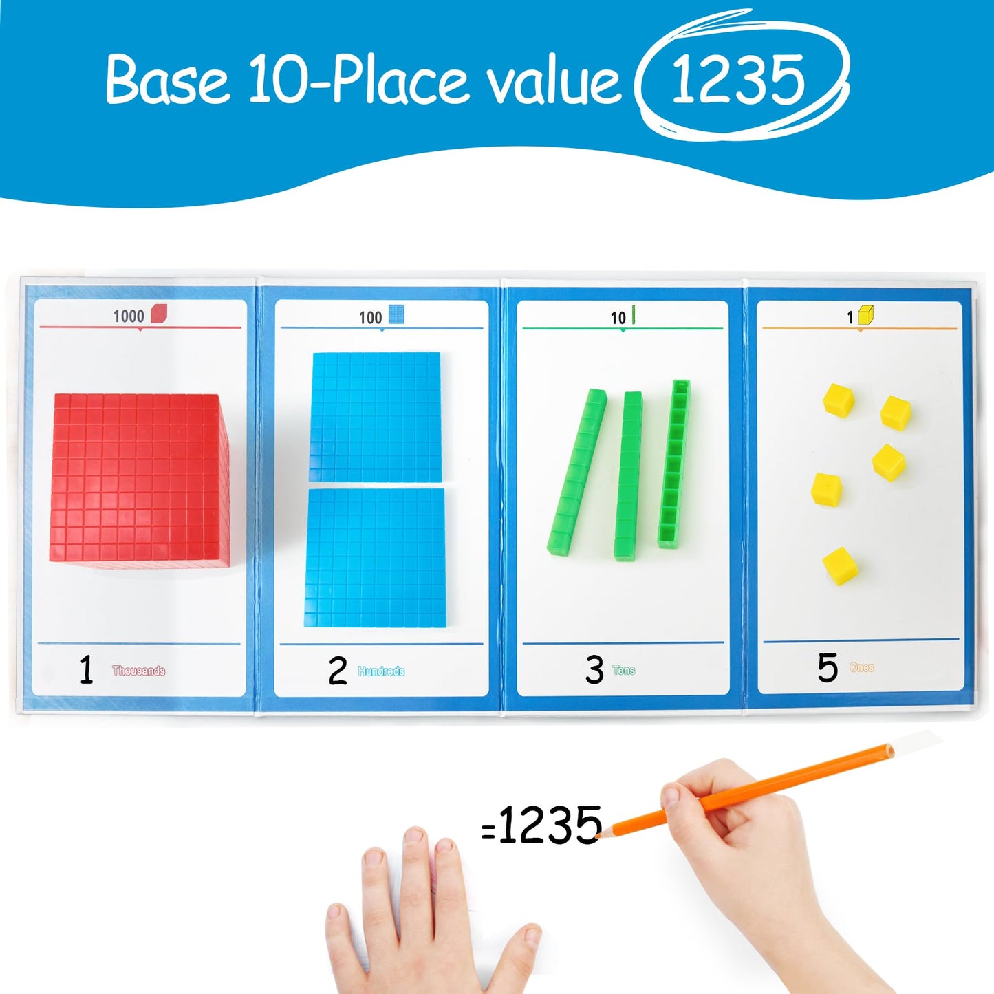XYGROOW Math Manipulatives for Kids Aged 3+.Base Ten Blocks with Place Value Chart - Plastic Math Cubes to Help Educate Kindergarten Teachers.133 PCS