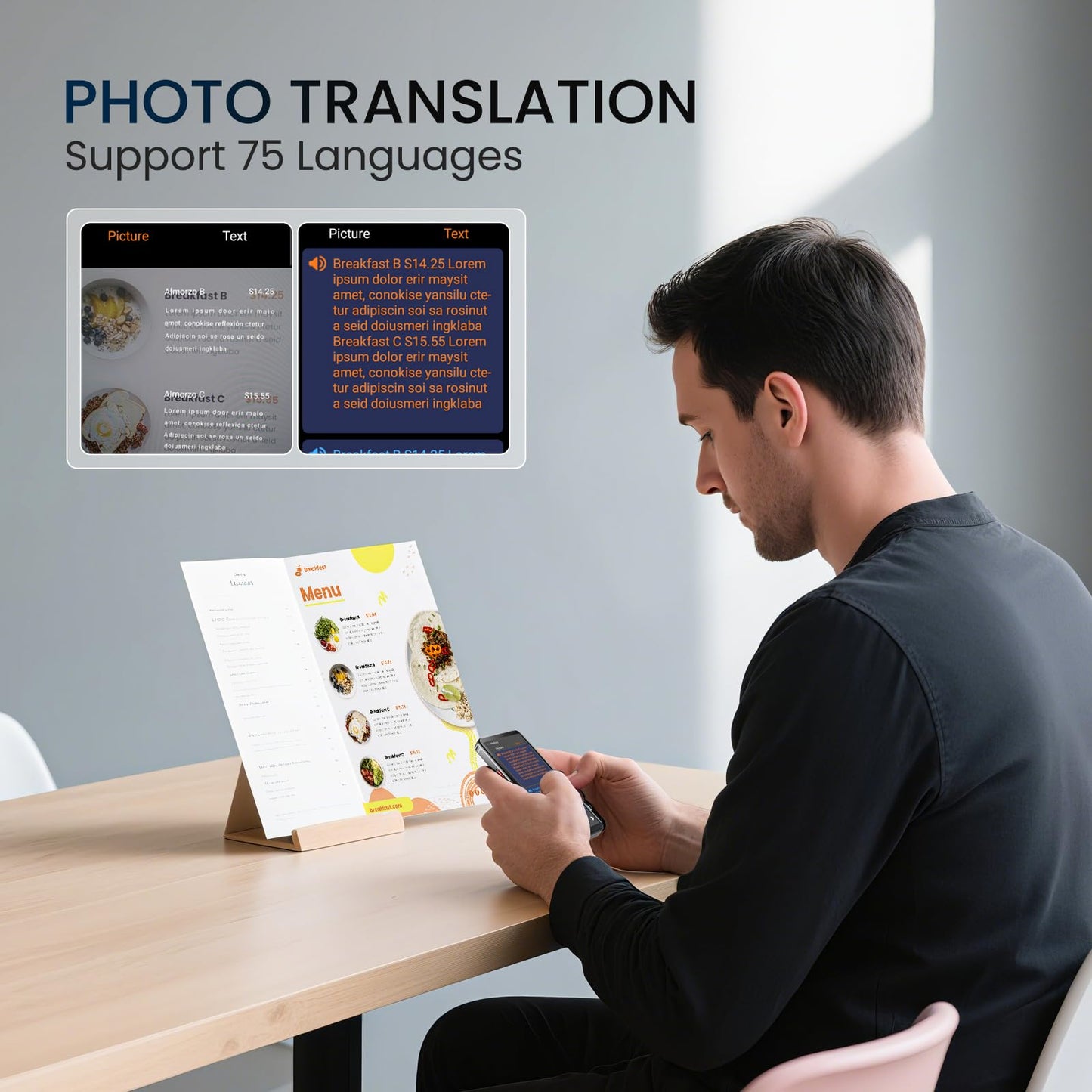 Language Translator Device, Upgraded 5.5" High-end Metal Frame Ai Translator No WiFi Needed, Support 150 Languages, Two Way Real-Time Voice Offline Recording Translator Device for Business Travel