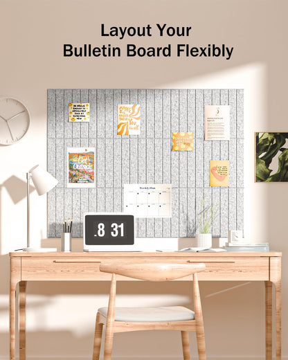 Woovio Large Cork Board, 48" X 36" Bulletin Board, 12 Pack Felt Pin Boards Cork Boards for Walls Office Home Decor, Classroom with 60 Safe Removable Adhesive Tabs Grey