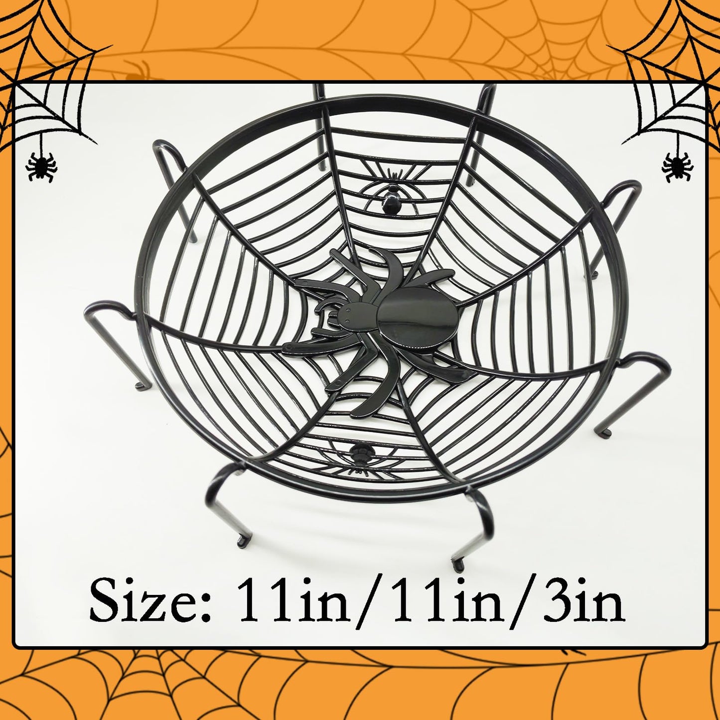 6 Pcs 11Inch Halloween Candy Bowl Set, Spider Web Design, 3 with legs & 3 without, Black/Orange/Purple—Haunted House Table Decor, Trick-or-Treat, Party Supplies, Eye-catching even without candies