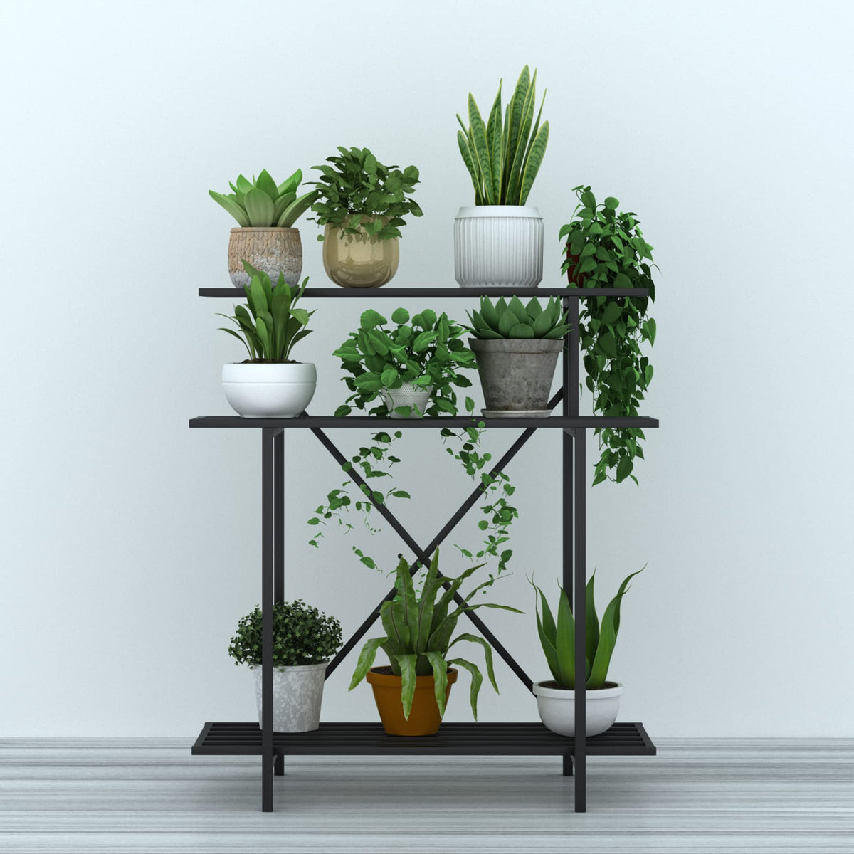 Zhongma 3 Tier Sturdy Plant Stand Space-Saving Heavy Duty Plant Holder for Home Indoor and Outdoor, L35.43 xW17.32 x H39.37 inch, 660 LBS Capacity & Heavy Duty Construction. …