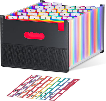 ThinkTex 26 Pockets Expanding File Folder, Upright & Coverless, A-Z Colorful Tabs, Larger Capacity Accordion Folder, Letter/A4 Size for School, Home and Office