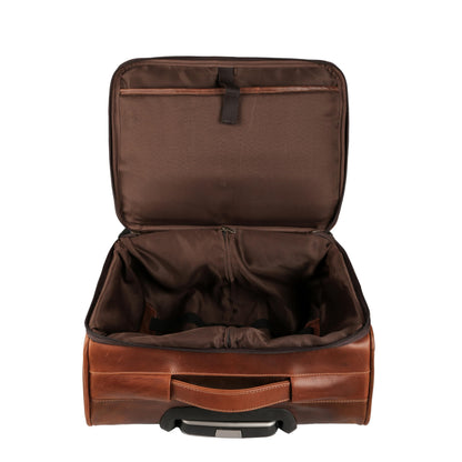 KomalC Leather Rolling Briefcase for Men – Wheeled Laptop Bag with 21” Trolley Handle, Premium Buffalo Leather Business Travel Case