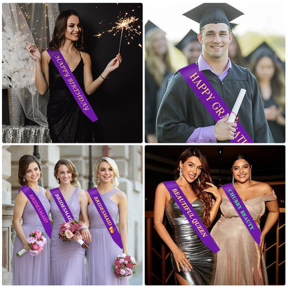 16 PCS Plain Dark Purple Senior & Miss Congeniality Sashes for Pageants