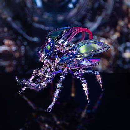 Mostarle Hercules Beetle 3D Metal Puzzle Kit for Adults, 418 PCS DIY Cyberpunk Mechanical Model with Fiber Optic Lights, Gradient Wings, Collectible Insect Building Kit Gift