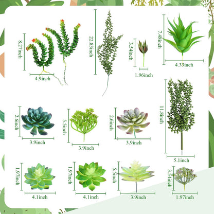 Rtteri 15 PCS Gray Wall Hanging Planter Set with Artificial Succulents, 3 Ceramic Geometric Wall Planters in 3 Sizes, Modern Indoor Decor for Living Room Bathroom Office