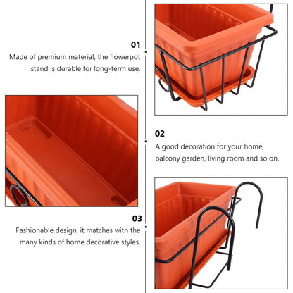 1set Hanging Rectangular Flowerpot Rack Durable Flowerpot Stand for Balcony Living Room and Garden Stylish Vertical Gardening for Home Decor