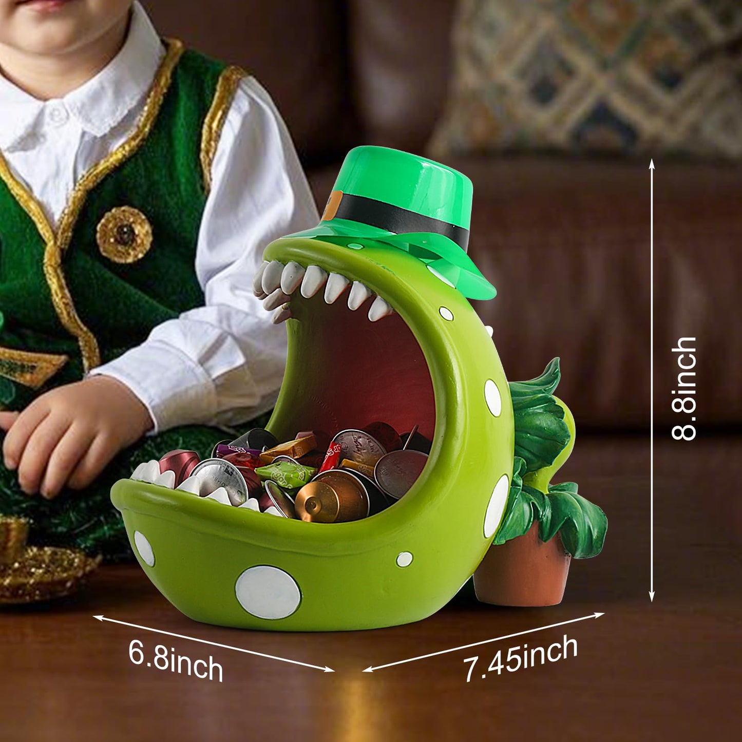 ehuoyan Piranha Plant Large Candy Bowl For Candy Dish Key Bowl Decorative Bowl Home Decorations Indoor Big Mouth Plant (St. Patric, Extra Large)