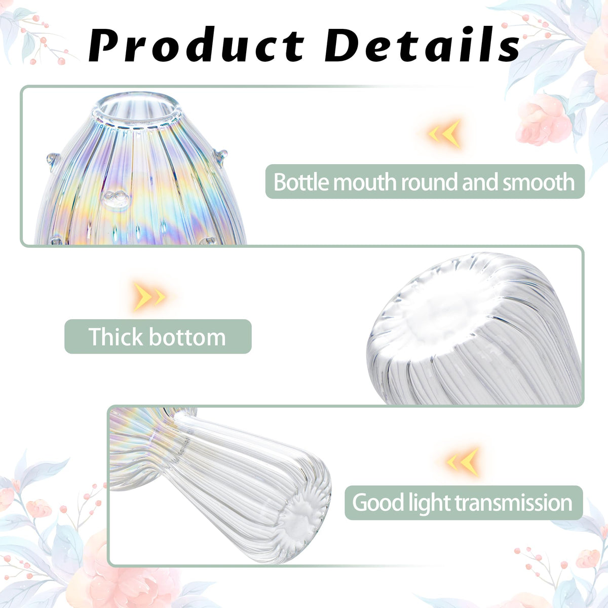 Plant Propagation Station, Set of 6 Clear Mushroom Vase, Propagation Stations, Small Plant Terrarium, Unique Crystal Mushroom Jars for Plants for Hydroponics Home Garden Office Decoration (Clear)
