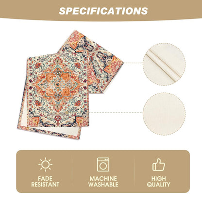 Artoid Mode Boho Bohemia Style Orange Table Runner, Country Rustic Farmhouse Magical Fall Kitchen Dining Table Decoration for Home Party Decor 13x90 Inch