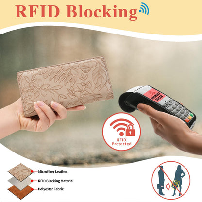 FALAN MULE Ultra Slim Thin Wallet for Women Bifold Leather RFID Blocking Designer Credit Card Holder