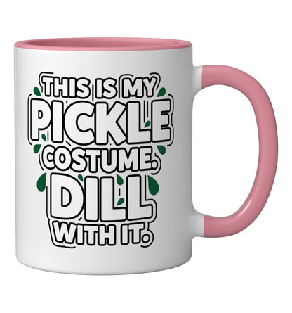 Halloween Pickle Costume - This Is My Pickle Costume DILL WI Ceramic Mug, Pink/White