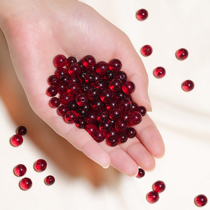 8mm Natural Garnet Red Glass Crystal Gemstone Beads Polished Round Smooth Stone Beads for Bracelets Jewelry Making 15inch Loose Beads