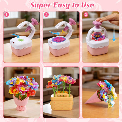 IQKidz Flower Bouquets Toy for Girls, DIY Arts and Crafts Kits for Kids Ages 4-6 6-8, STEM Flower Making Set with Storage Box & Basket, Birthday Gift for Age 5-7 8-10 Years Old