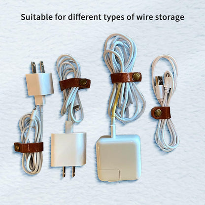 Viaky 24-Pack Leather Cord Organizer Cable Straps, Portable Headphone Usb Cables Keeper Management Ties For Car Office Home (2 Sizes, Black Brown)