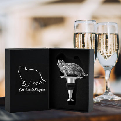Cat Wine Bottle Stopper, Cat Gifts for Cat Lovers, Birthday Christmas Gifts for Women Men, Cat Lovers with Gift Box