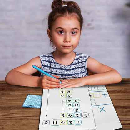 Set of Dry Erase Multiplication and Division Practice White Board, 8" x 12" 2-Digits Mathematics Board with a 4" x 2.5" Multiplication Chart Board for Kids Students, Classroom and Home