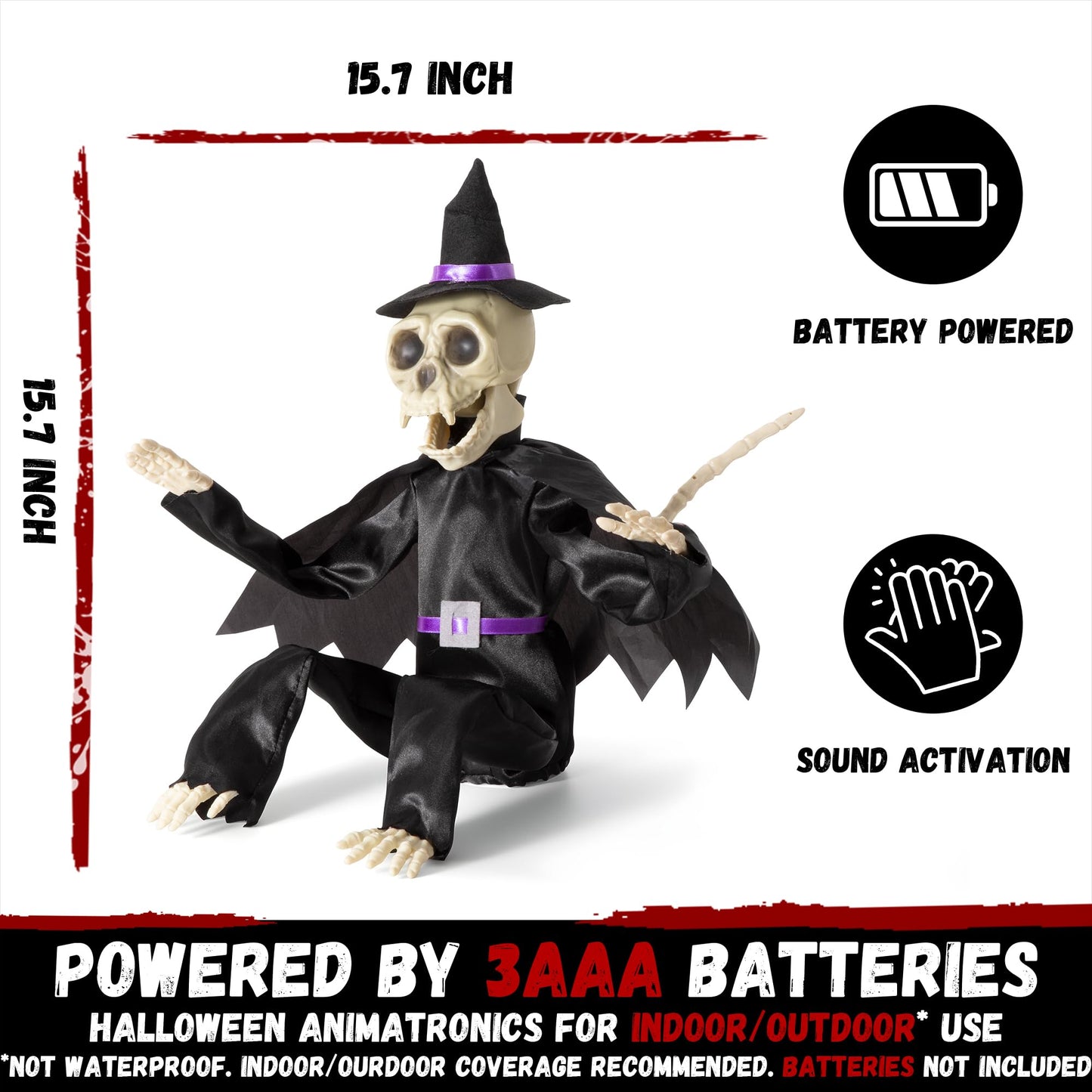 ELAMAS Halloween Animatronics Skeleton Monkey Decorations (Witch)