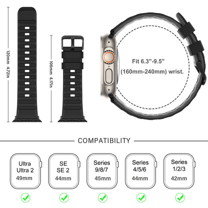 Suphart Bands Compatible with Apple Watch Band 49mm 46mm 45mm 44mm 42mm for Women Men Soft Silicone Sport Strap Designed for Apple Watch Ultra 2 Ultra SE Series 10 9 8 7 6 5 4 3 2 1, Black Grey