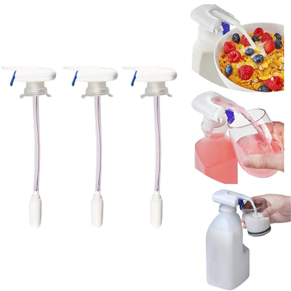 Automatic Drink Dispenser - Milk Dispenser for Fridge Gallon fits Milk Gallon Glass Milk Bottle - Hands-Free Gallon Dispenser for Juice, Beverage- 3 Pack, White