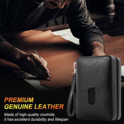 Goshentech Leather cedar cood,Capacity: 6 pcs,portable travel case(Black)
