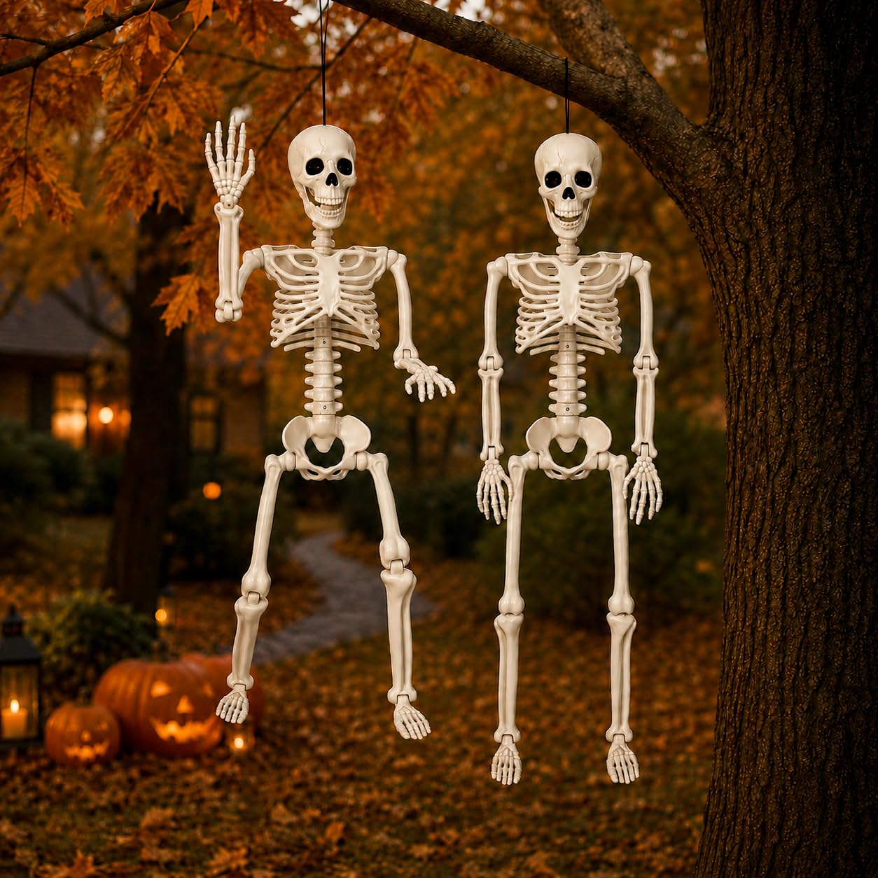 Aimeiar 2PCS 36" 3FT Posable Life Size Child Skeletons for Halloween Yard Decor Porch