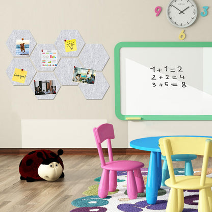 HULAVO Large Hexagon Felt Cork Board Tiles, Self Adhesive DIY Felt Bulletin Board Pin Board with 35 Pushpins for Office School Home Wall Decor Stickers Memos Photos Display(Light Grey)
