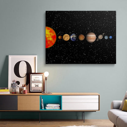 Framed Space Solar System Galaxy Planets Canvas Wall Art Astronomy Interstellar Science Decor Poster For Living Room Bedroom Home Office Artwork Gift Ready To Hang (16x24 Inches)