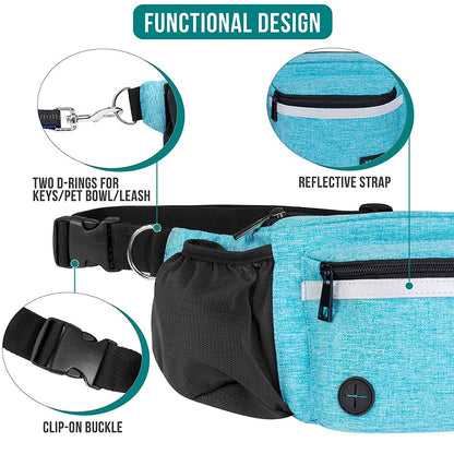 PetAmi Dog Fanny Pack, Treat Pouch for Dog Walking, Training, Built in Poop Bag Dispenser, Water Bottle Holder, Collapsible Bowl, Pet Treat Waist Belt for Hiking, Running, Kibbles (Camo Black)